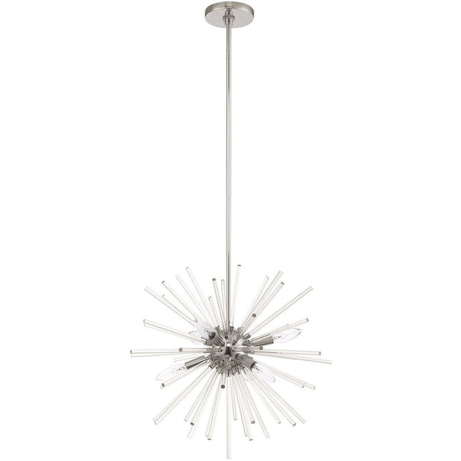Silver Six Light Metal Dimmable Chandelier With Shades HomeRoots