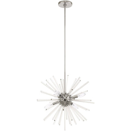Silver Six Light Metal Dimmable Chandelier With Shades