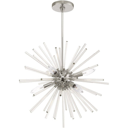 Six Light Dimmable Chandelier With Shades HomeRoots