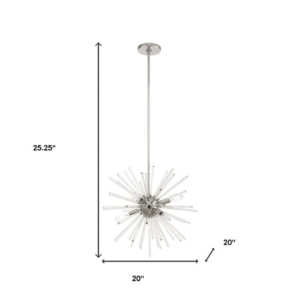 Silver Six Light Metal Dimmable Chandelier With Shades
