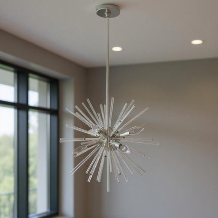 Six Light Dimmable Chandelier With Shades HomeRoots