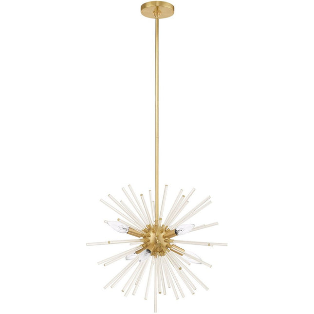Brass Six Light Metal Dimmable Chandelier With Shades HomeRoots