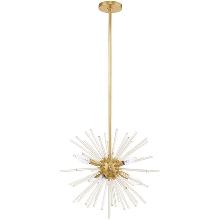 Brass Six Light Metal Dimmable Chandelier With Shades