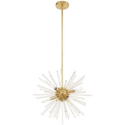 Brass Six Light Metal Dimmable Chandelier With Shades