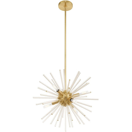 Brass Six Light Metal Dimmable Chandelier With Shades