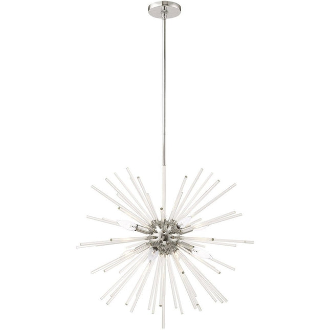 Silver Eight Light Metal Dimmable Chandelier With Shades HomeRoots