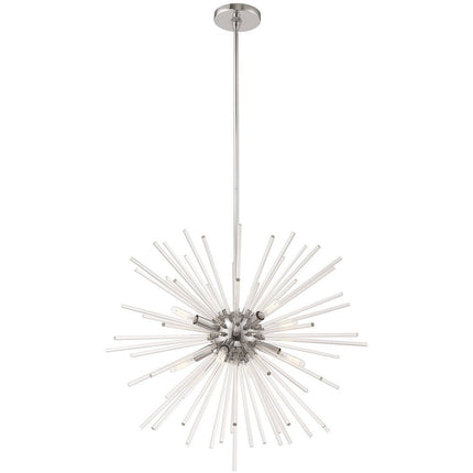 Silver Eight Light Metal Dimmable Chandelier With Shades