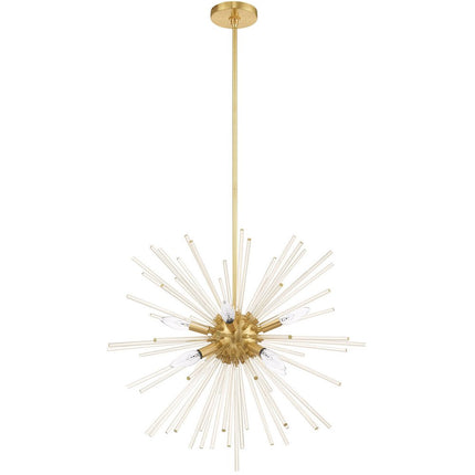 Brass Eight Light Metal Dimmable Chandelier With Shades