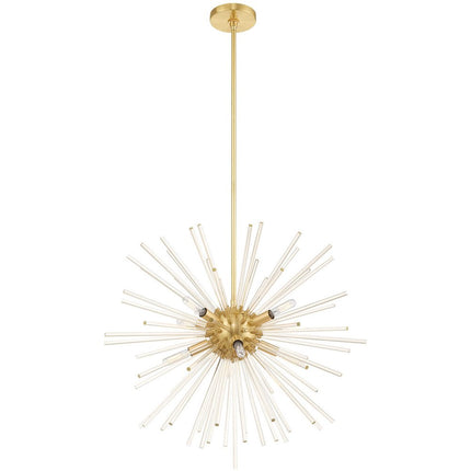 Brass Eight Light Metal Dimmable Chandelier With Shades