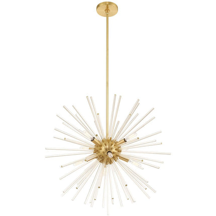 Brass Eight Light Metal Dimmable Chandelier With Shades