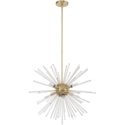 Brass Eight Light Metal Dimmable Chandelier With Shades