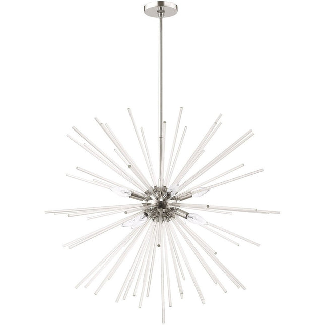 Silver Eight Light Metal Dimmable Chandelier With Shades HomeRoots