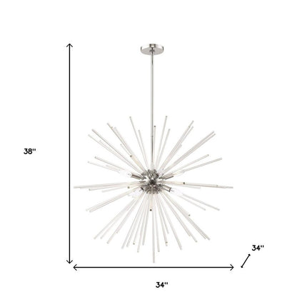 Silver Eight Light Metal Dimmable Chandelier With Shades