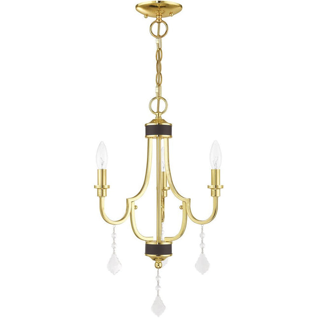 Brass Three Light Metal Dimmable Chandelier With Shades