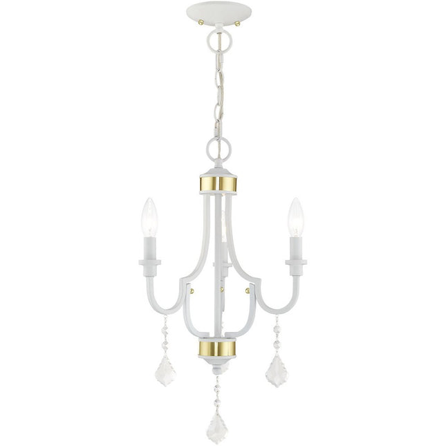 White Three Light Dimmable Chandelier With Shades HomeRoots