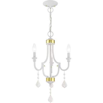 White Three Light Metal Dimmable Chandelier With Shades