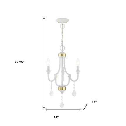 White Three Light Metal Dimmable Chandelier With Shades