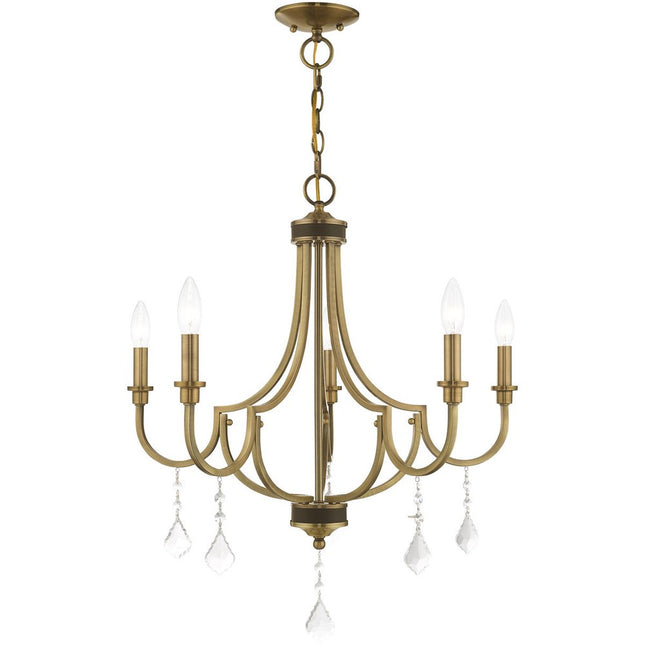Five Light Dimmable Chandelier With Shades HomeRoots