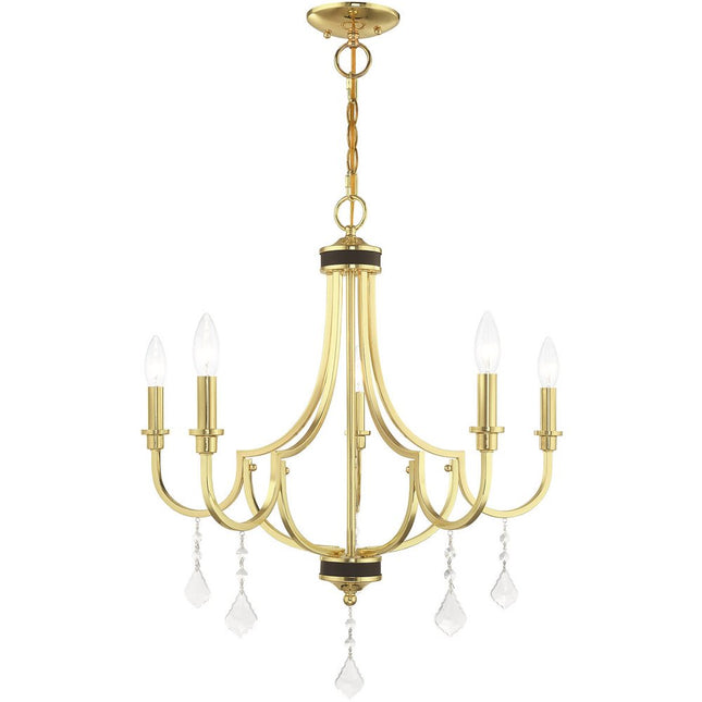 Five Light Dimmable Chandelier With Shades HomeRoots