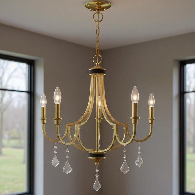 Five Light Dimmable Chandelier With Shades HomeRoots
