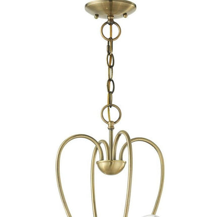 Antiqued Brass Four Light Metal Dimmable Chandelier With Shades