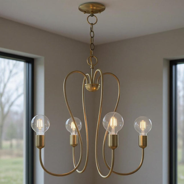 Four Light Dimmable Chandelier With Shades HomeRoots