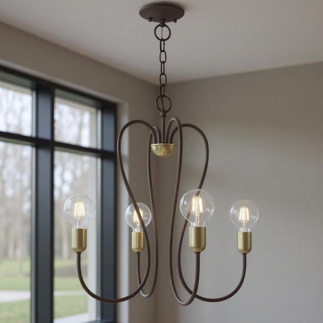 Four Light Dimmable Chandelier With Shades HomeRoots