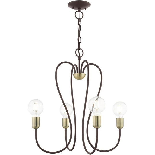 Four Light Dimmable Chandelier With Shades HomeRoots