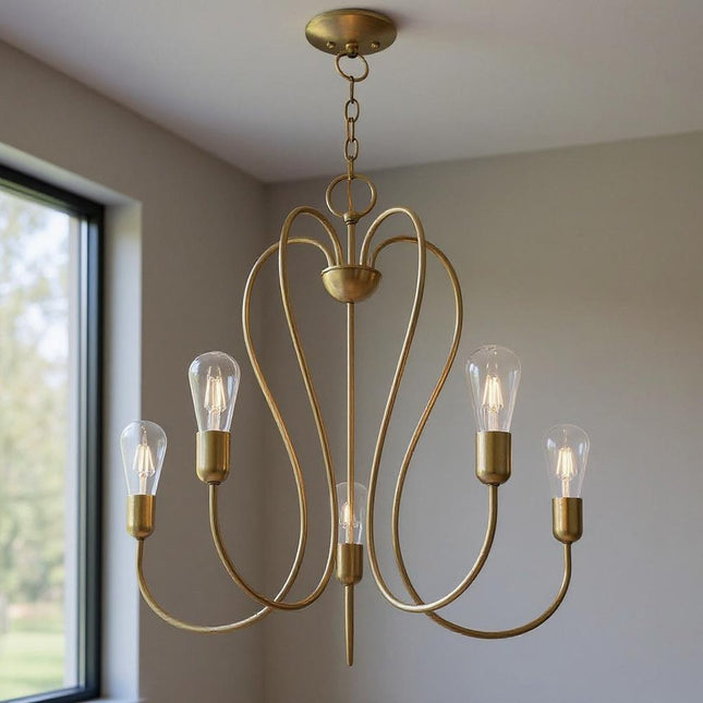 Five Light Dimmable Chandelier With Shades HomeRoots