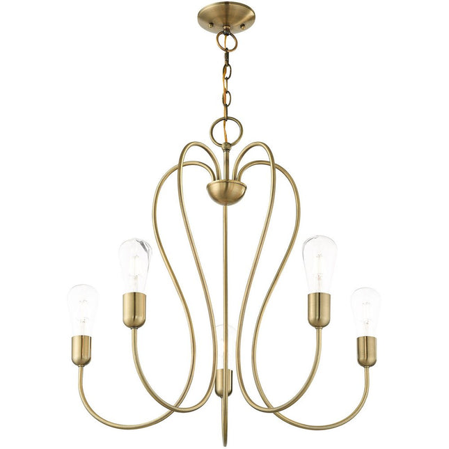 Five Light Dimmable Chandelier With Shades HomeRoots