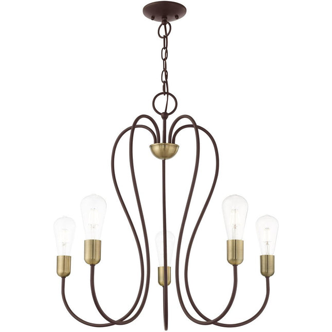 Five Light Dimmable Chandelier With Shades HomeRoots