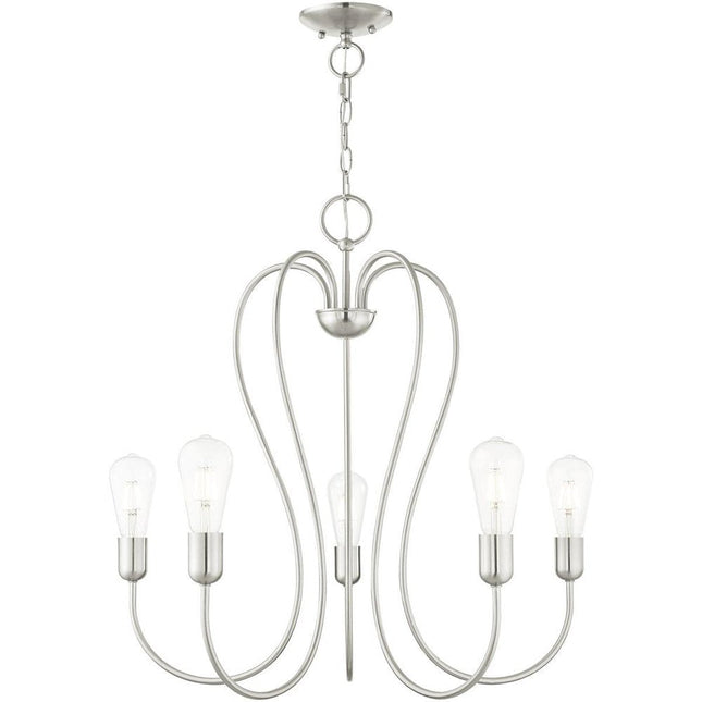 Five Light Dimmable Chandelier With Shades HomeRoots