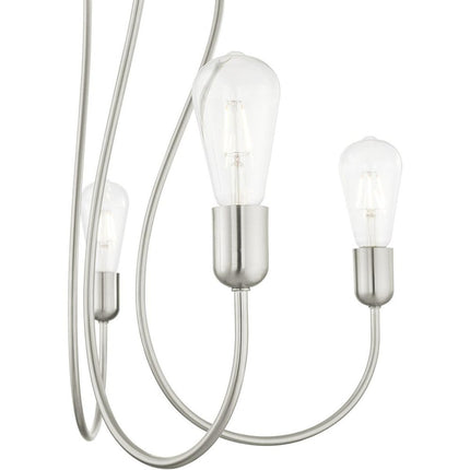 Nickel Five Light Metal Dimmable Chandelier With Shades