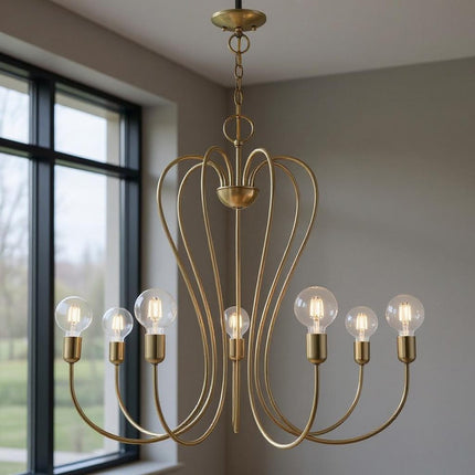 Seven Light Dimmable Chandelier With Shades HomeRoots