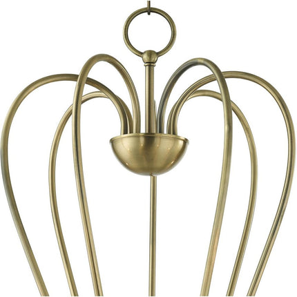 Antiqued Brass Seven Light Metal Dimmable Chandelier With Shades
