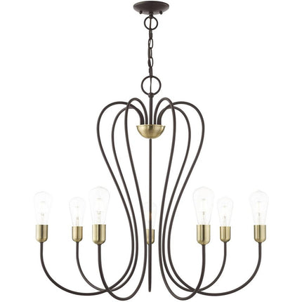 Seven Light Dimmable Chandelier With Shades HomeRoots