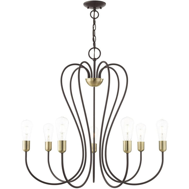 Seven Light Dimmable Chandelier With Shades HomeRoots