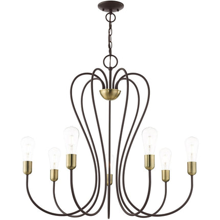 Seven Light Dimmable Chandelier With Shades HomeRoots