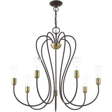 Seven Light Dimmable Chandelier With Shades HomeRoots