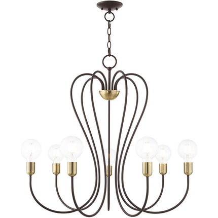 Seven Light Dimmable Chandelier With Shades HomeRoots