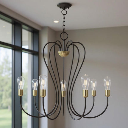 Seven Light Dimmable Chandelier With Shades HomeRoots