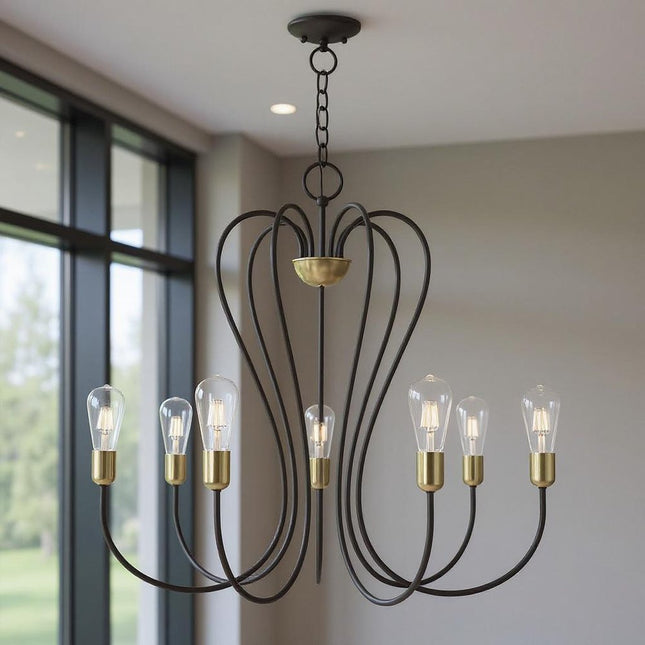 Seven Light Dimmable Chandelier With Shades HomeRoots