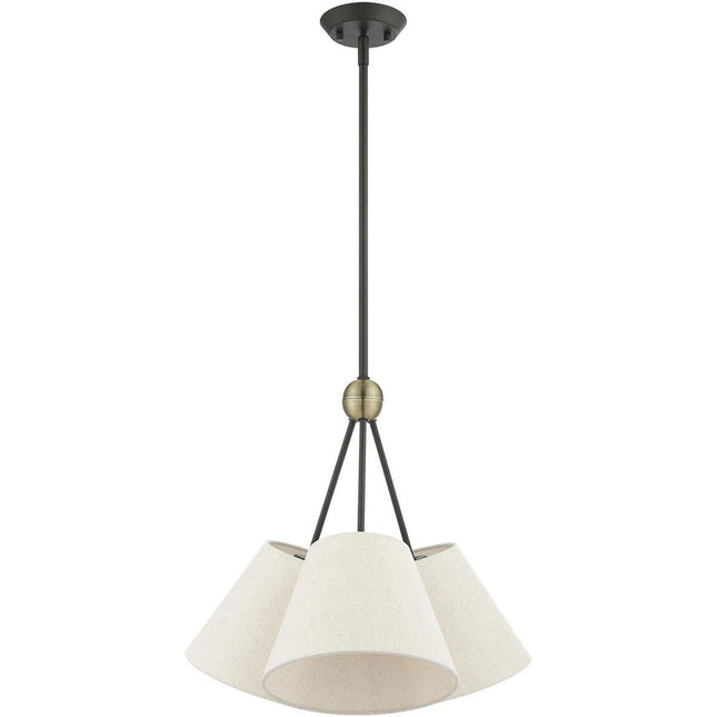 Bronze Three Light Metal Dimmable Chandelier With Shades
