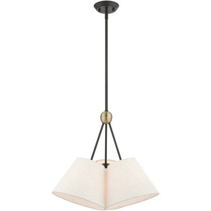 Bronze Three Light Metal Dimmable Chandelier With Shades