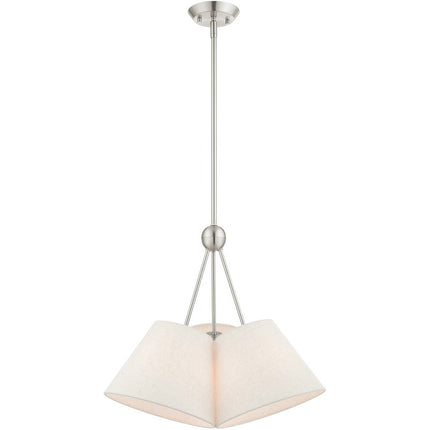 Nickel Three Light Metal Dimmable Chandelier With Shades