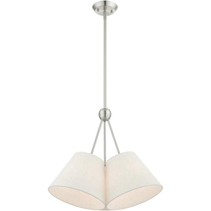 Nickel Three Light Metal Dimmable Chandelier With Shades