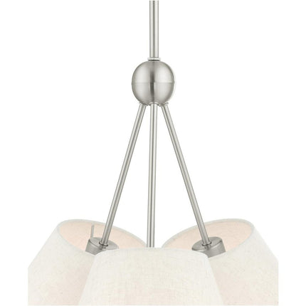 Nickel Three Light Metal Dimmable Chandelier With Shades