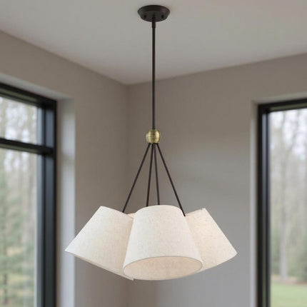 Four Light Dimmable Chandelier With Shades HomeRoots