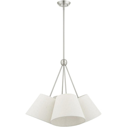 Nickel Four Light Metal Dimmable Chandelier With Shades