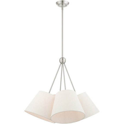 Nickel Four Light Metal Dimmable Chandelier With Shades
